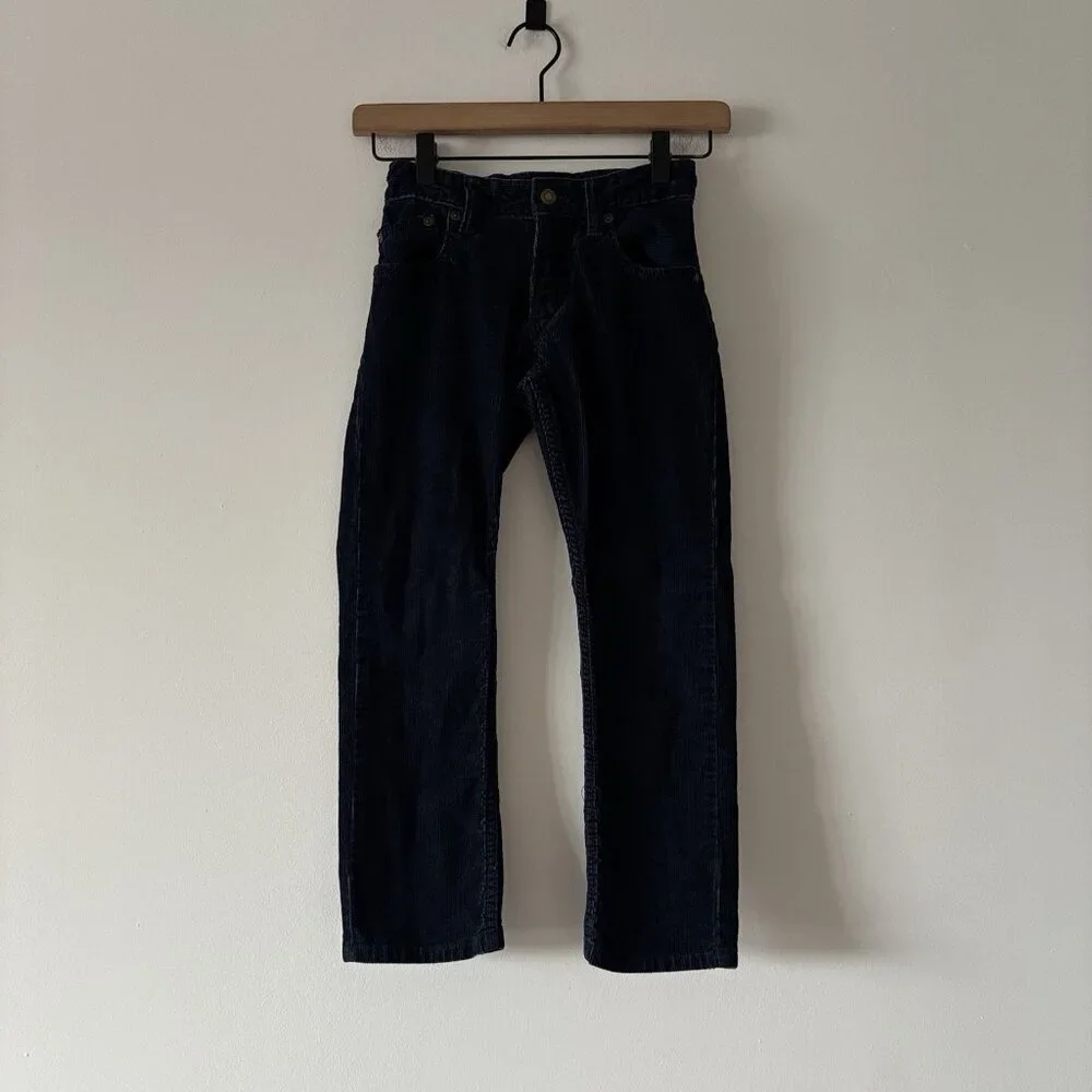 Gap Kids Blue Corduroy Pants Size 7 Straight Fit Holiday Christmas Church School